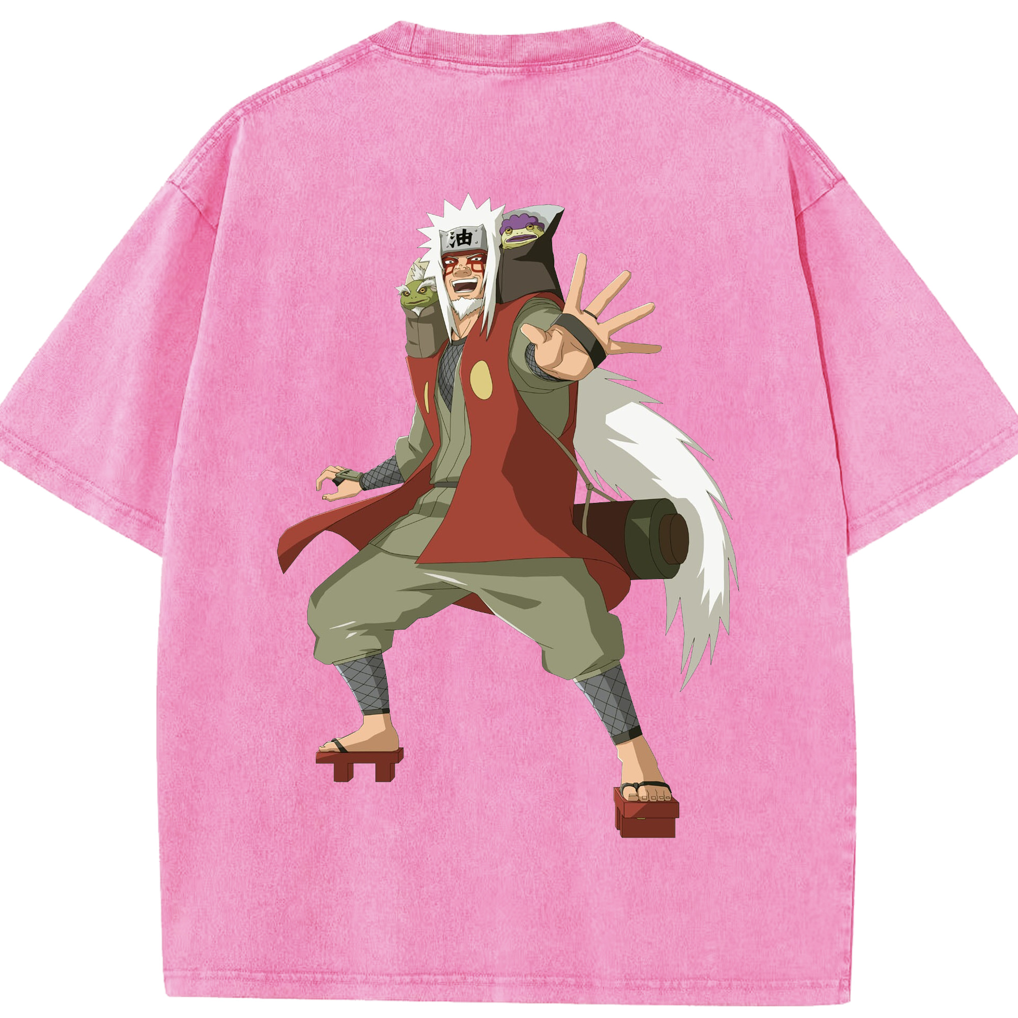 （画像用） NARUTO -ナルト- 自来也（じらいや） Jiraiya 綿100% ヴィンテージ風 半袖Tシャツ（背面プリント）